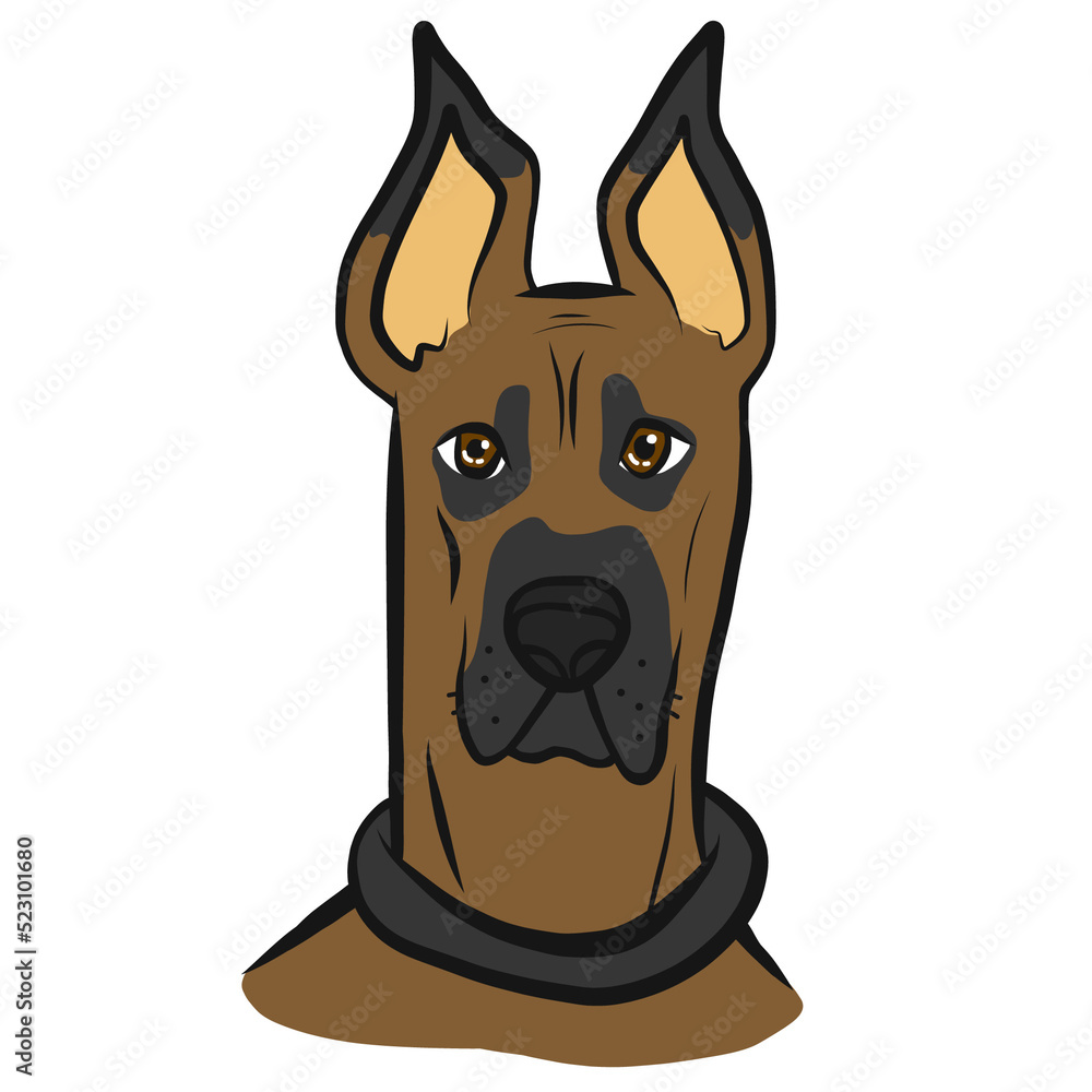 Great Dane dog face cartoon - obrazy, fototapety, plakaty 