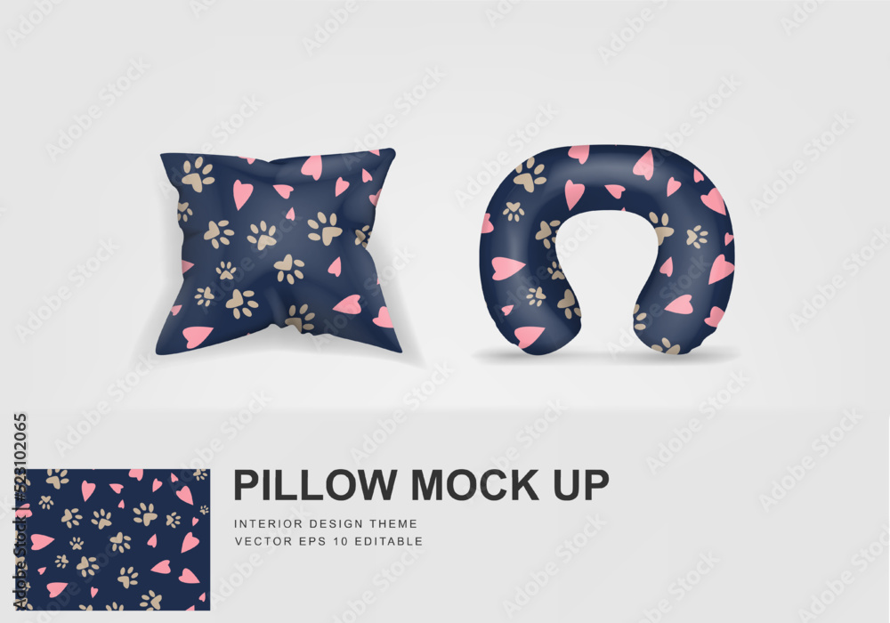 Realistic travel neck pillows mockup template and cover cushion case