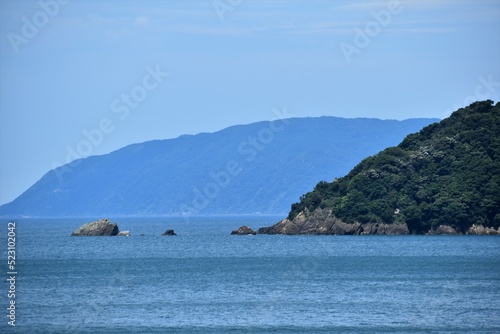 福井湾、日本海、夏空、青空、青い海