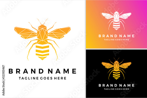 Geometric honey bee logo icon vector illustration
