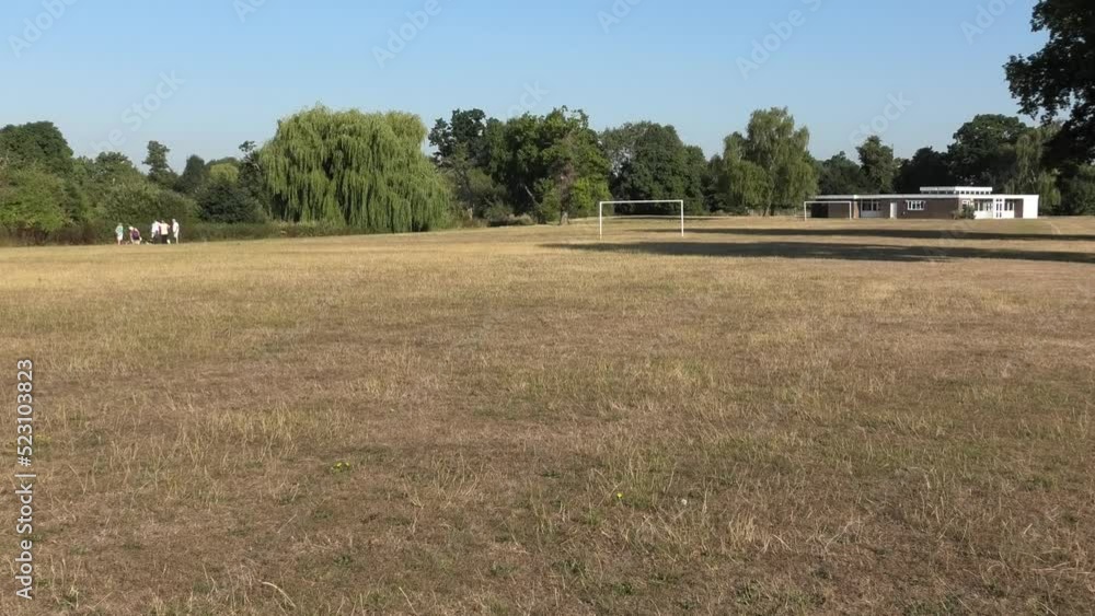 A scorched playing field during the drought of August 2022 in Horley, Surrey. A scorched playing field during the drought of August 2022 in Horley, Surrey.