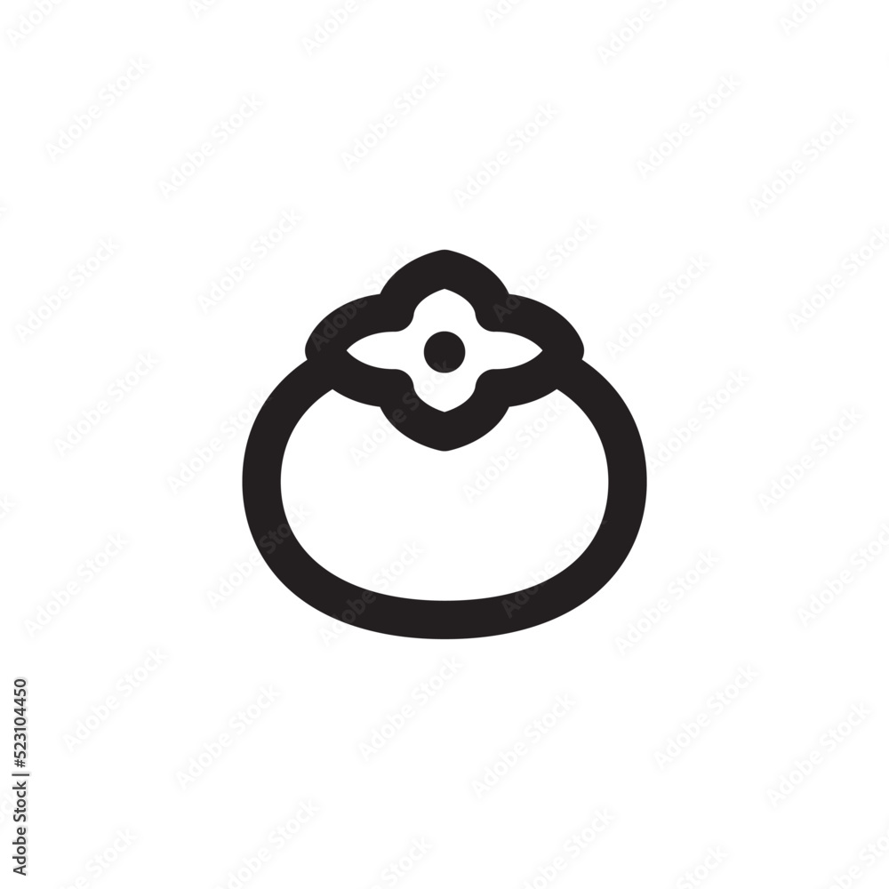 Simple persimmon icon, Vector outline icon on white background.