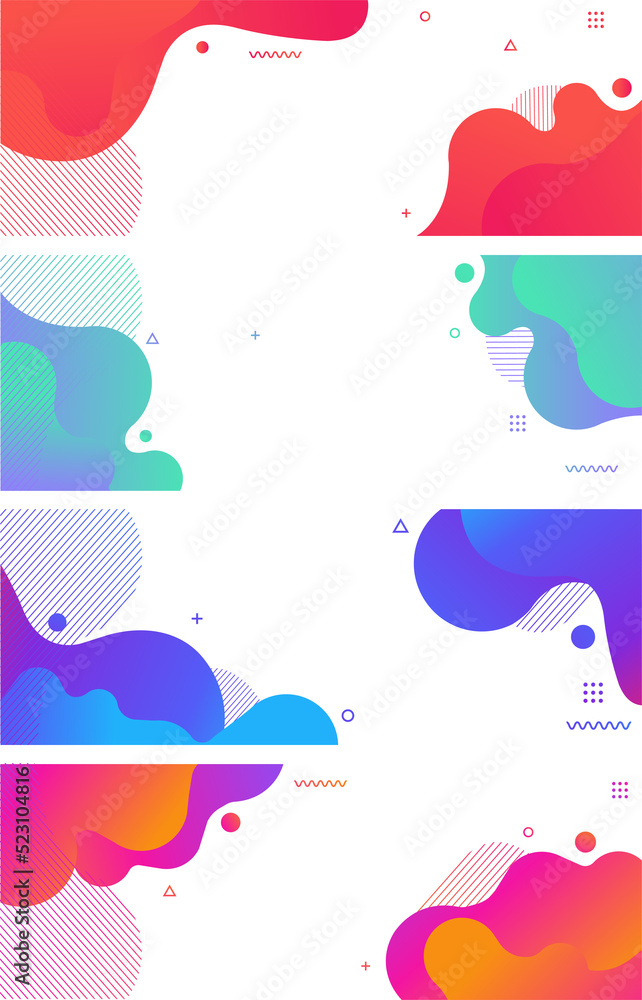 Banners liquid shapes modern graphic elements, Presentation, Brochure layout template design, flyer, leaflet, isolated for design work empty free space mock up Banners liquid shapes modern graphic elements, Presentation, Brochure layout template design, flyer, leaflet, isolated for design work empty free space mock up