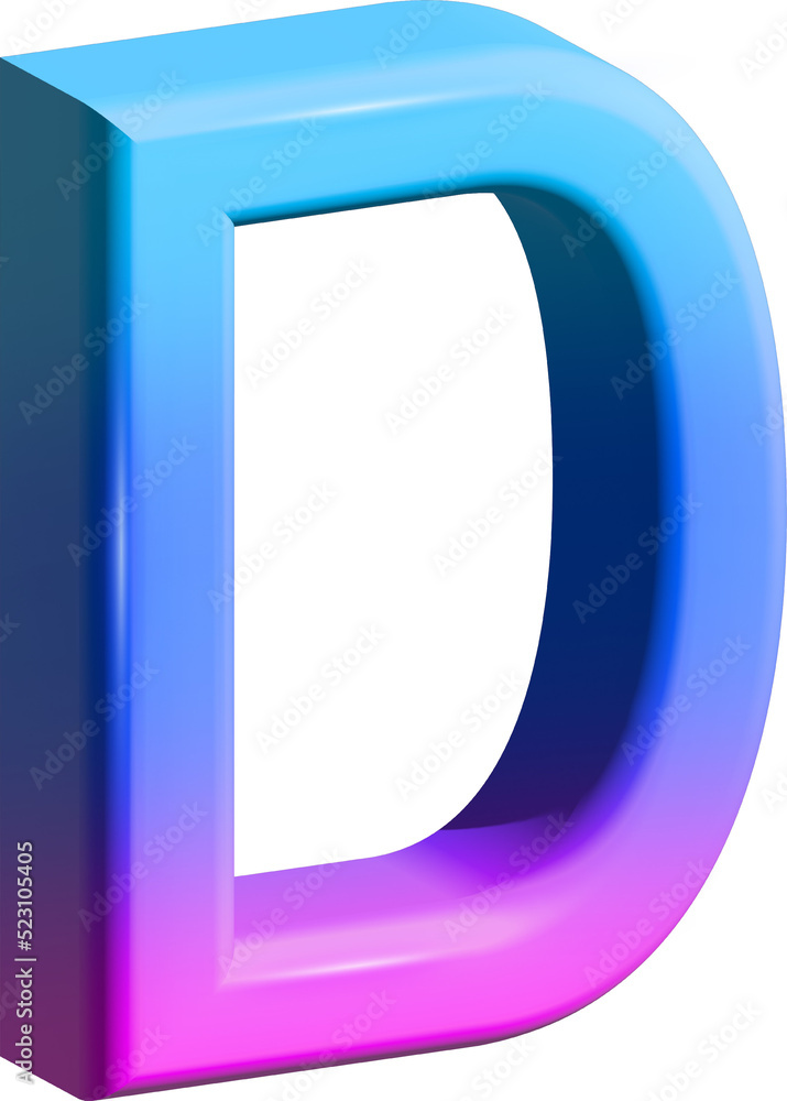 3D Gradient Alphabet Letter D 3D Gradient Alphabet Letter D