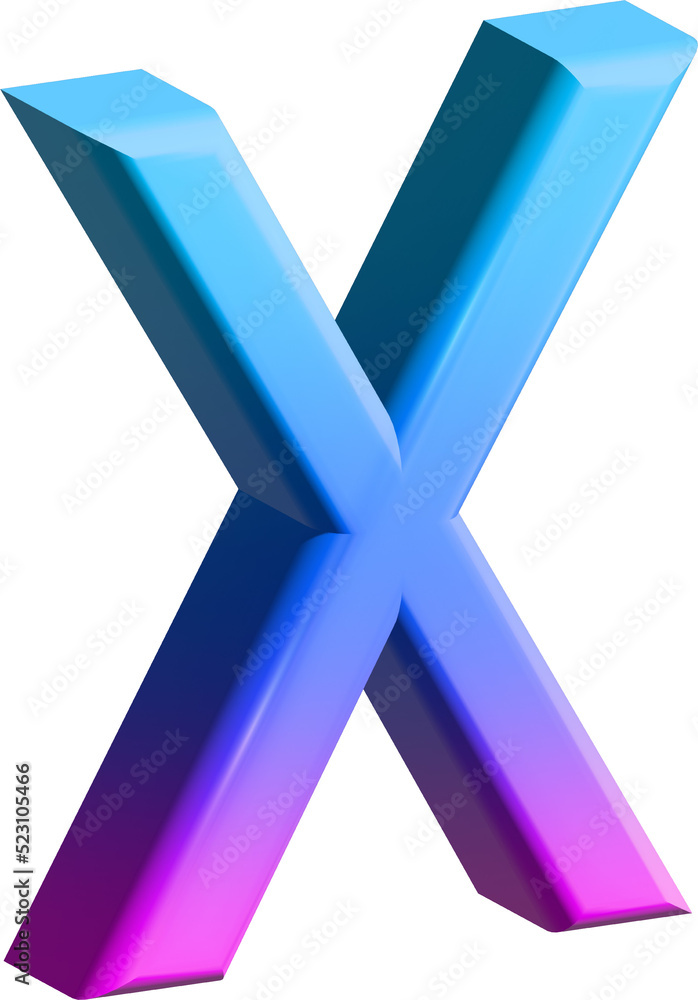 3D Gradient Alphabet Letter X 3D Gradient Alphabet Letter X