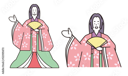 手をかざしているかぐや姫のイラスト素材。