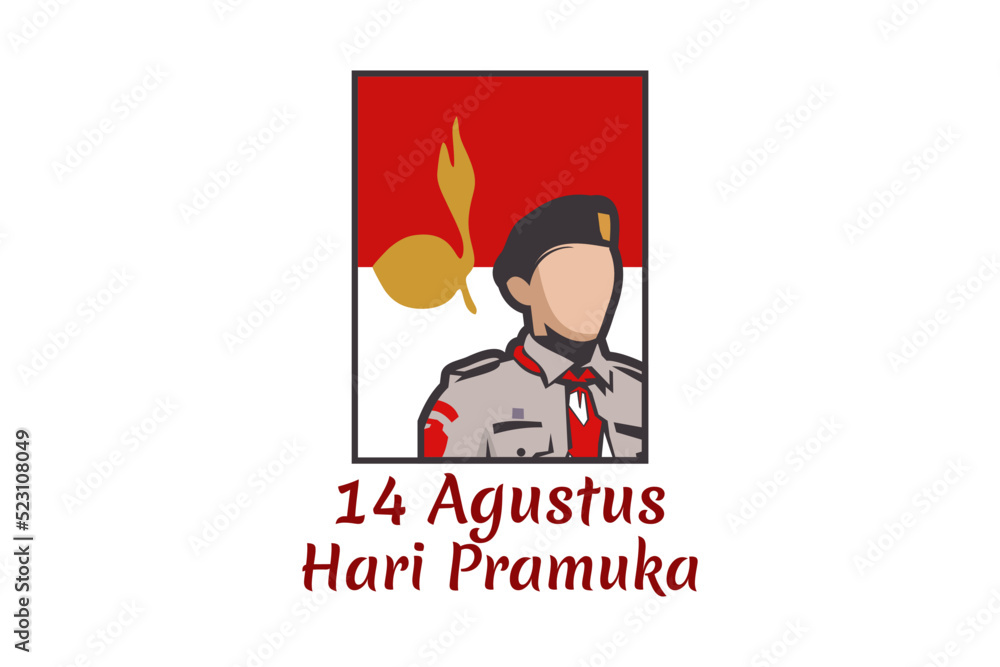 Translate: August 14, Happy Pramuka Day. Pramuka ( Indonesian national scouting movement) day vector illustration. Translate: August 14, Happy Pramuka Day. Pramuka ( Indonesian national scouting movement) day vector illustration.