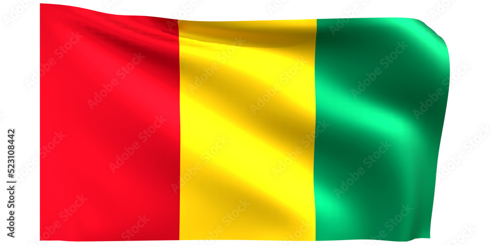 Flag of Guinea 3d render.