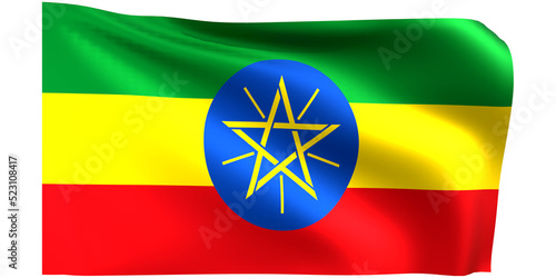Flag of Ethiopia 3d render.