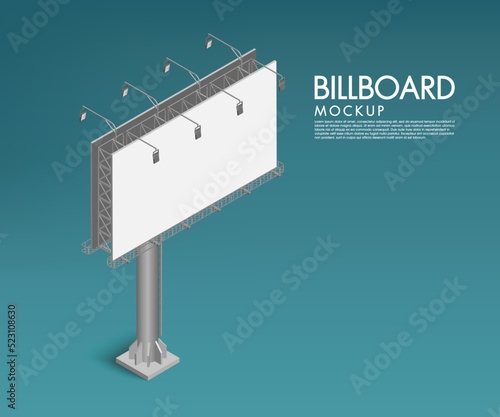 Billboard advertising isometric on background for template design