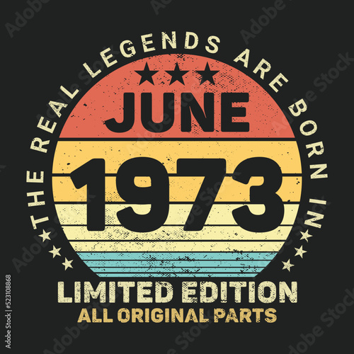The Real Legends Are Born In June 1973  Birthday gifts for women or men  Vintage birthday shirts for wives or husbands  anniversary T-shirts for sisters or brother