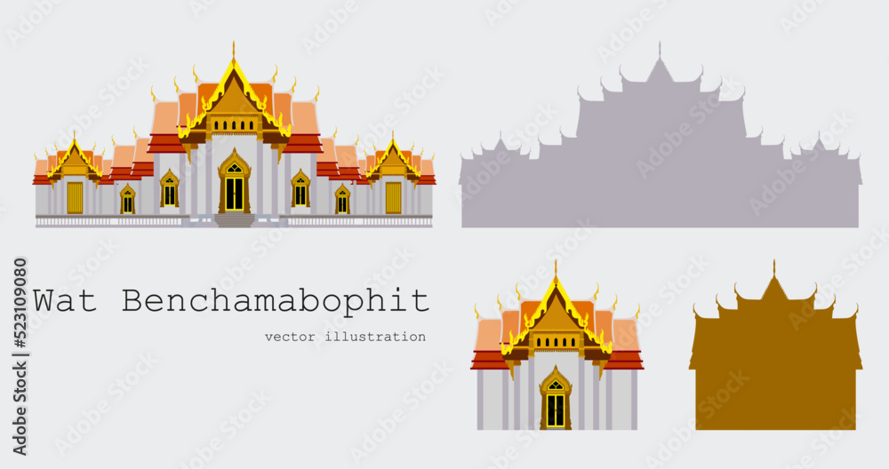 Obraz premium Temple Wat Benchamabophit vector background