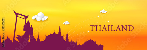 Landmark and travel banner Thailand travel Banner Thailand vector background