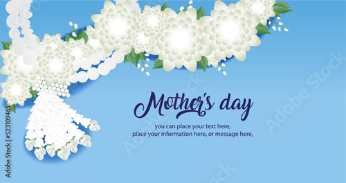 12 August Mother’s day Thailand jasmine flower vector illustration background