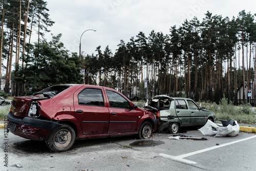 15.07.2022, Irpin Dump of civilian cars stolen by the Russian army and destroyed during Russia's war against Ukraine © neteli