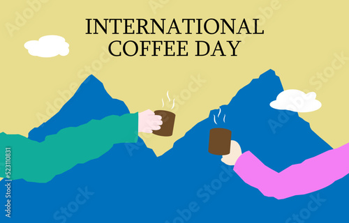 Vector Illustration of International Coffee Day, prefer for banner, gift card, social banner