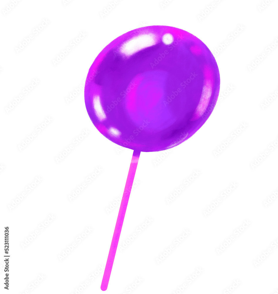 Pueple grape lollipop stick sweet sugar candy digital painting illustration Pueple grape lollipop stick sweet sugar candy digital painting illustration