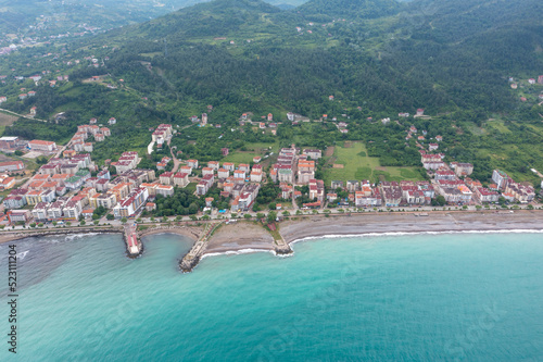 Kastamonu Province, Cide District offers a unique view with its large beach and greenery photo