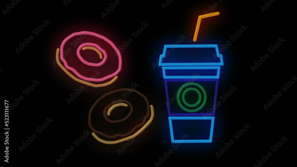 ドリンクとドーナツのネオン ドリンクとドーナツのネオン
