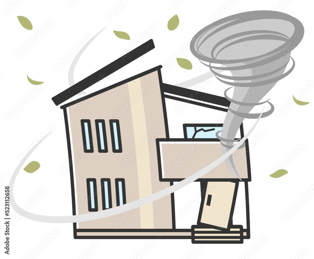 竜巻の被害に遭う家のイラスト Stock Vector Adobe Stock