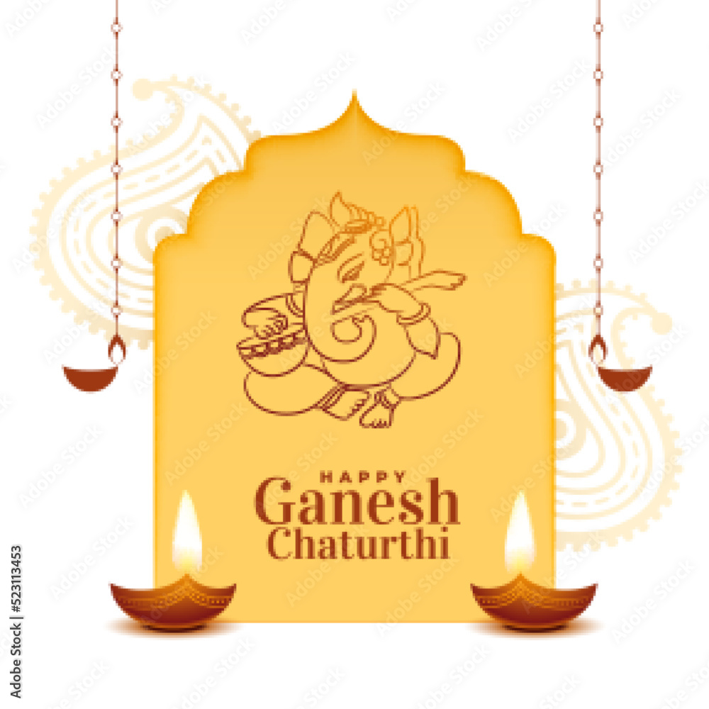 decorative lord ganesha design for ganesh chaturhi festival - obrazy, fototapety, plakaty 