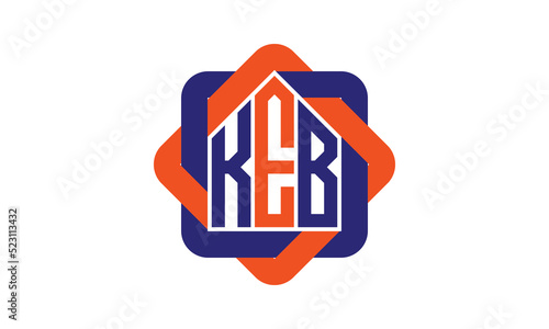KEB three letter real estate logo with home icon logo design vector template | construction logo | housing logo | engineering logo | initial letter logo | minimalist logo | property logo |