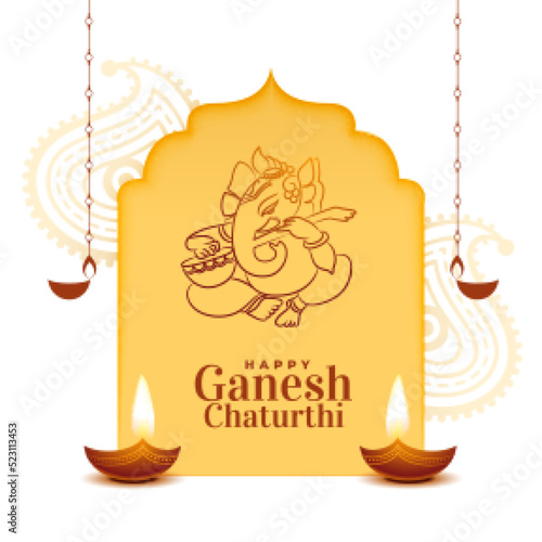 decorative lord ganesha design for ganesh chaturhi festival
