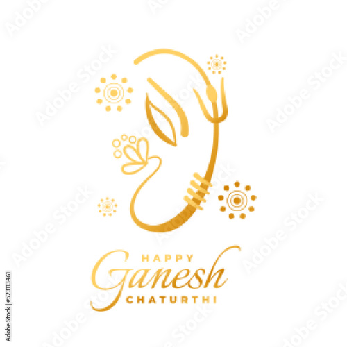 happy ganesh chaturthi celebration banner with golden ganesha design
