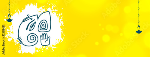 yellow ganpati festival celebration banner in grunge style