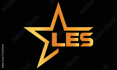 LES golden luxury star icon three letter logo design vector template. royal logo | luxury logo | jewelry logo | premium logo | iconic logo | Victoria logo |