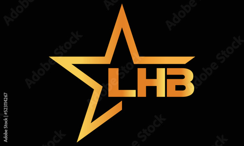 LHB golden luxury star icon three letter logo design vector template. royal logo | luxury logo | jewelry logo | premium logo | iconic logo | Victoria logo | photo