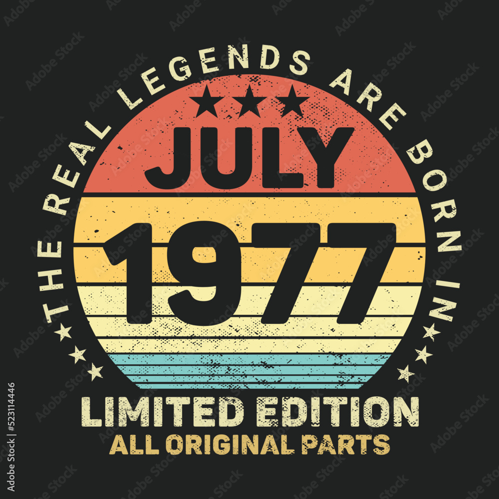 The Real Legends Are Born In July 1977, Birthday gifts for women or men, Vintage birthday shirts for wives or husbands, anniversary T-shirts for sisters or brother