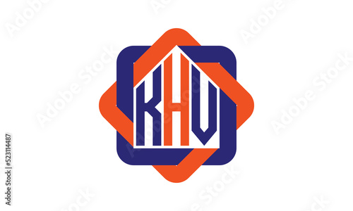 KHV three letter real estate logo with home icon logo design vector template | construction logo | housing logo | engineering logo | initial letter logo | minimalist logo | property logo | photo