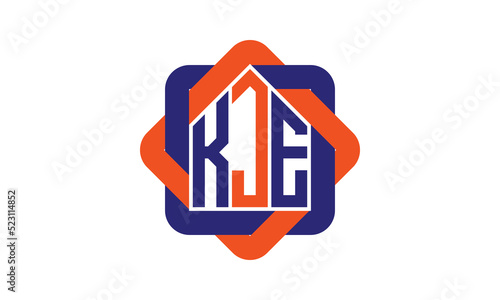KJE three letter real estate logo with home icon logo design vector template | construction logo | housing logo | engineering logo | initial letter logo | minimalist logo | property logo |