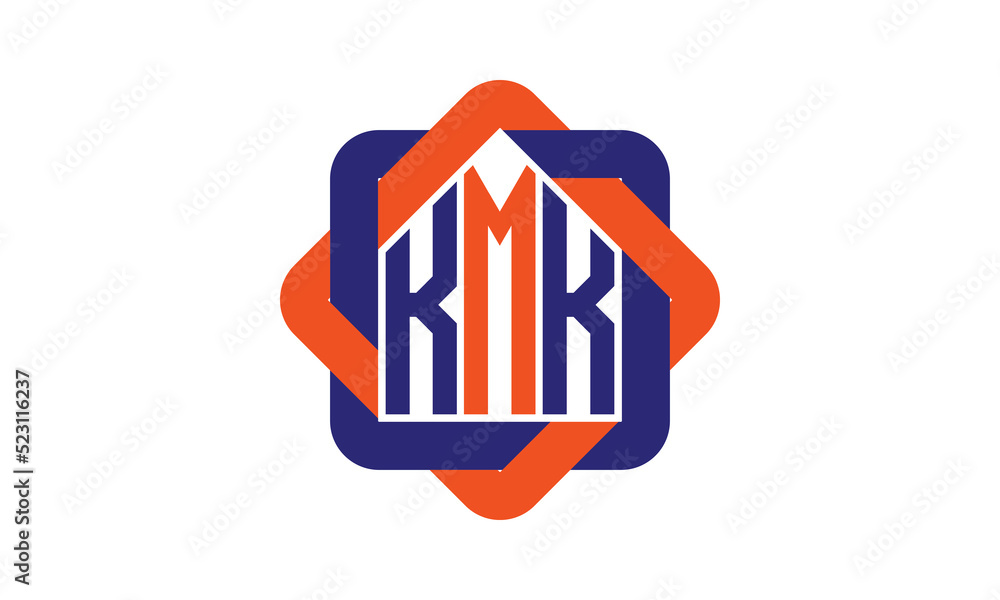 KMK three letter real estate logo with home icon logo design vector
