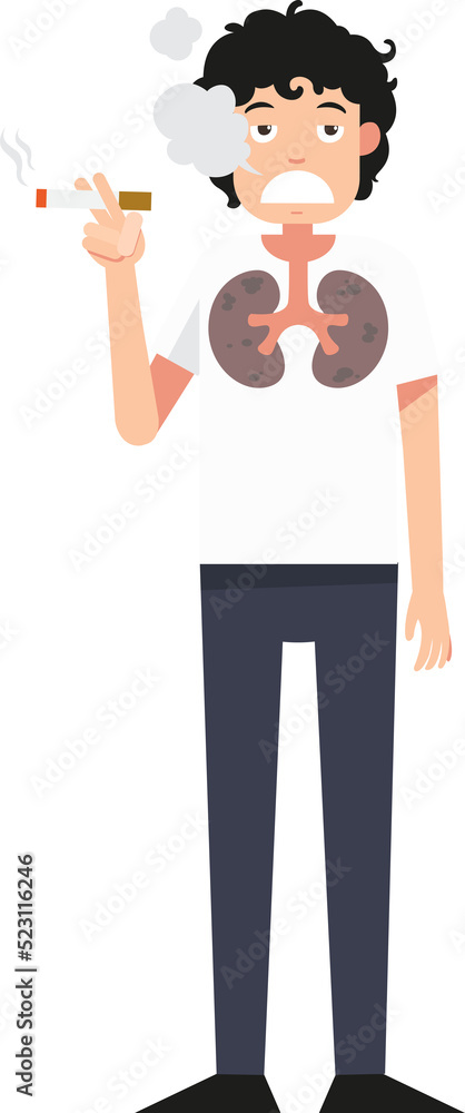 smoking dangerous cigarette with lung