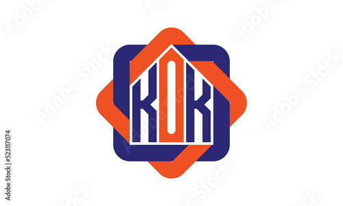 KOK three letter real estate logo with home icon logo design vector template | construction logo | housing logo | engineering logo | initial letter logo | minimalist logo | property logo |