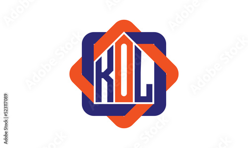 KOL three letter real estate logo with home icon logo design vector template | construction logo | housing logo | engineering logo | initial letter logo | minimalist logo | property logo |