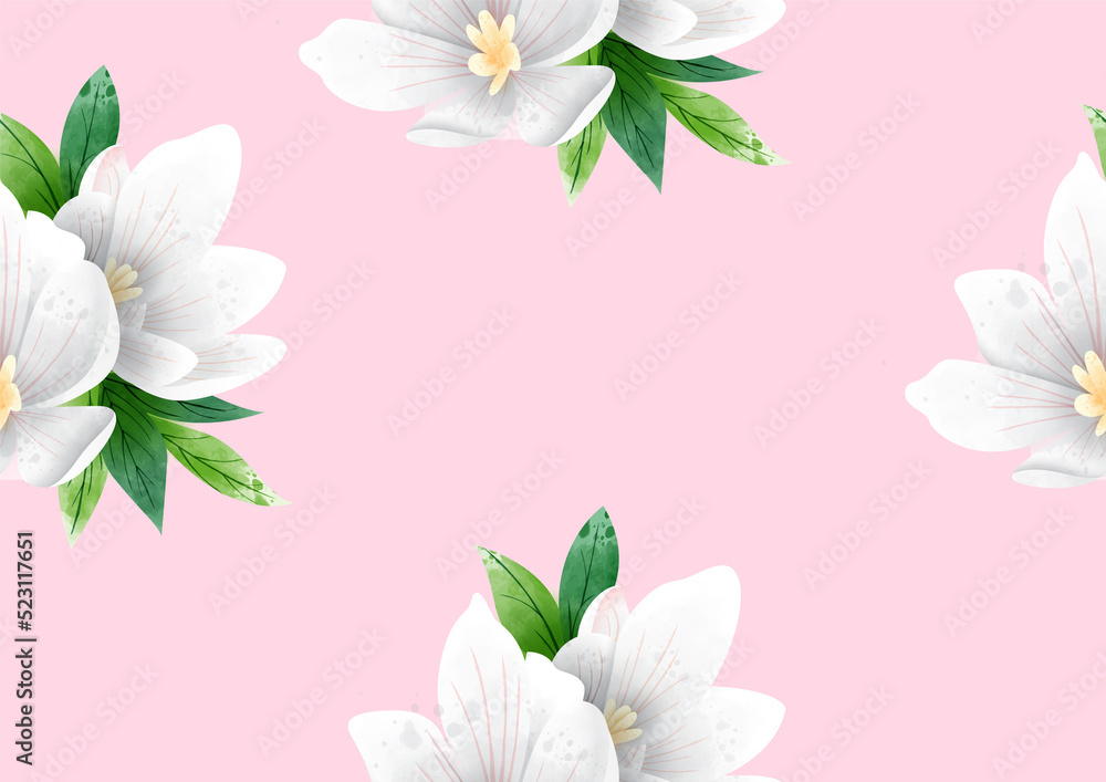 Beauty and colorful flowers in water color style and seamless background wallpaper.
