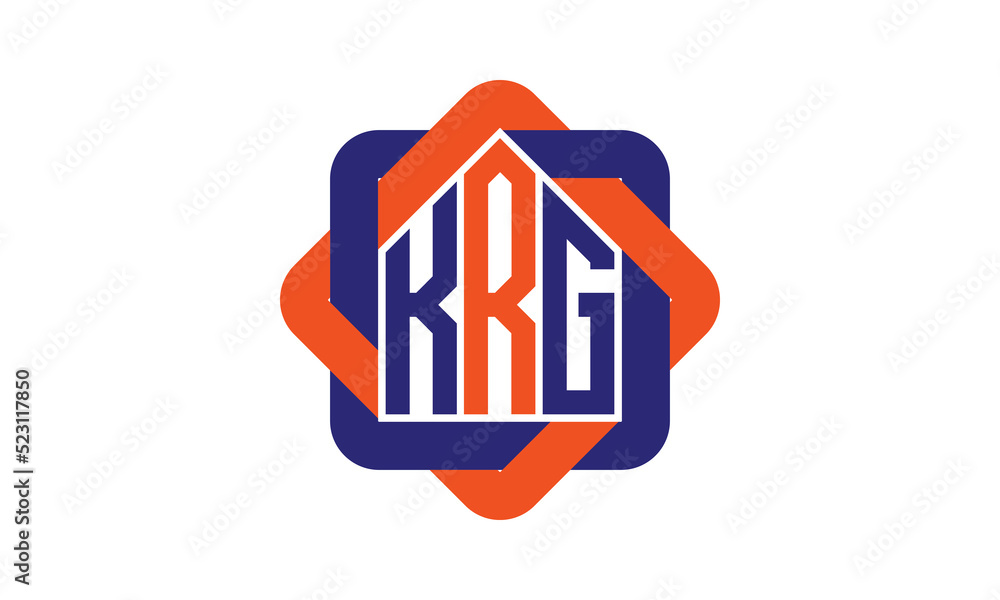 Vecteur Stock KRG three letter real estate logo with home icon logo