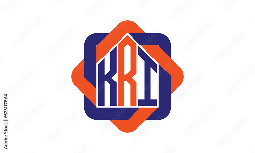 KRI three letter real estate logo with home icon logo design vector