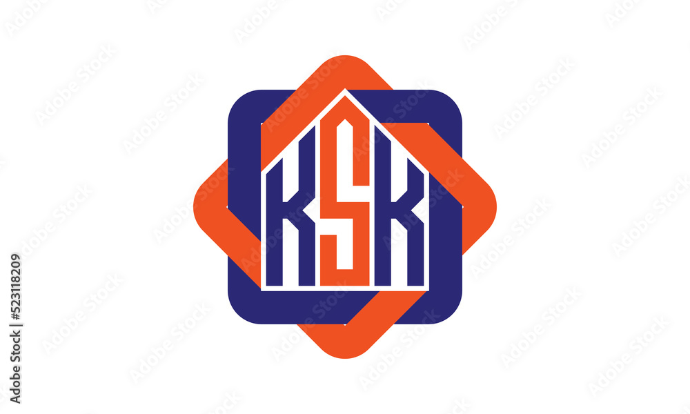 KSK three letter real estate logo with home icon logo design vector