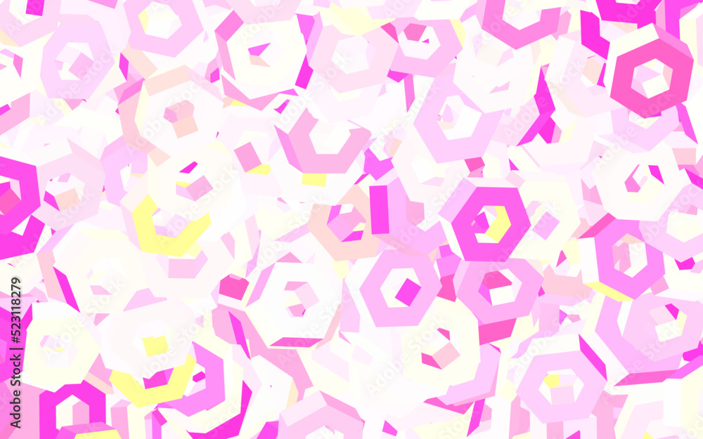Light Pink, Yellow vector background with set of hexagons. Light Pink, Yellow vector background with set of hexagons.
