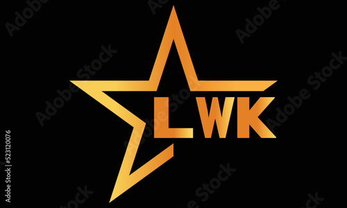 LWK golden luxury star icon three letter logo design vector template. royal logo | luxury logo | jewelry logo | premium logo | iconic logo | Victoria logo | photo