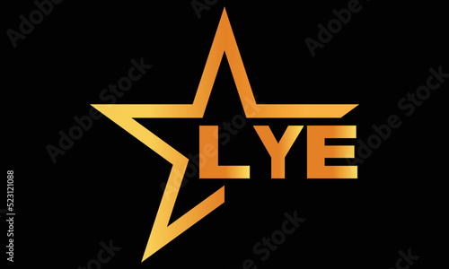 LYE golden luxury star icon three letter logo design vector template. royal logo | luxury logo | jewelry logo | premium logo | iconic logo | Victoria logo |