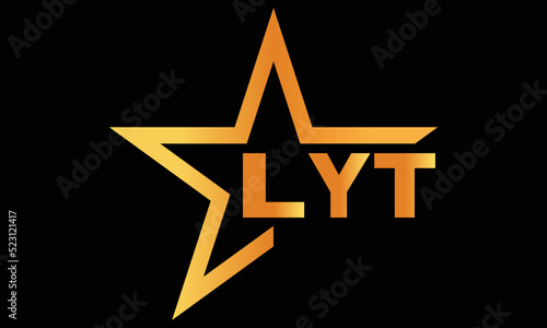 LYT golden luxury star icon three letter logo design vector template. royal logo | luxury logo | jewelry logo | premium logo | iconic logo | Victoria logo |