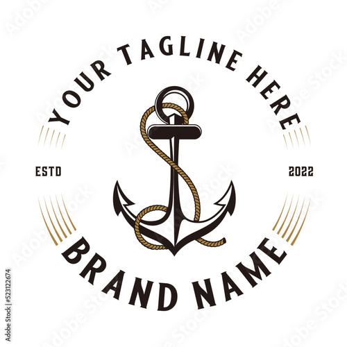 Anchor emblem logo design with vintage style.