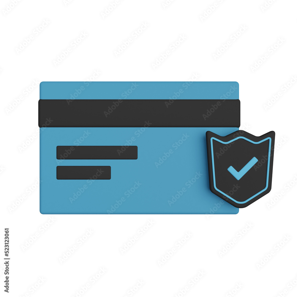 card payment protection 3d render icon card payment protection 3d render icon