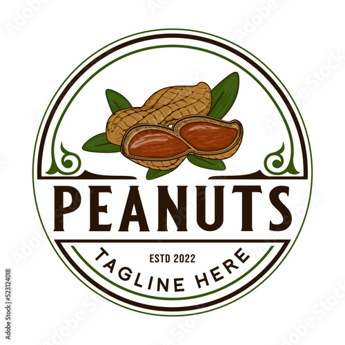 Peanut vintage logo design. for plant breeding and agriculture