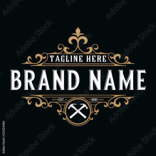 luxury logo design with ornamental elements, for jewelry or restaurants, fashion, beauty products, care, health, pharmacies and others.